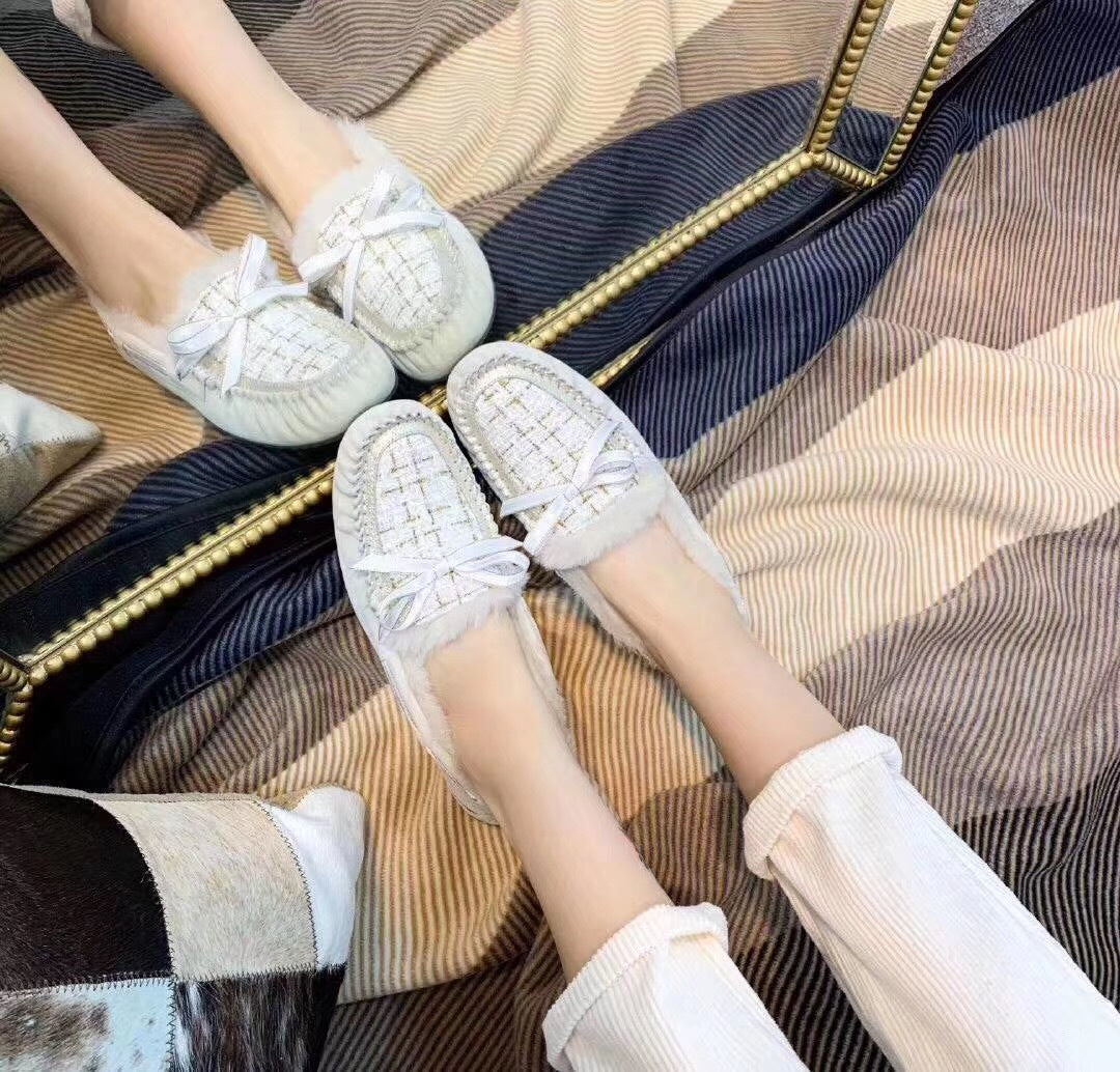 5623小香‌风豆豆‌鞋 ‌御姐范儿十‌足 珍‌珠白