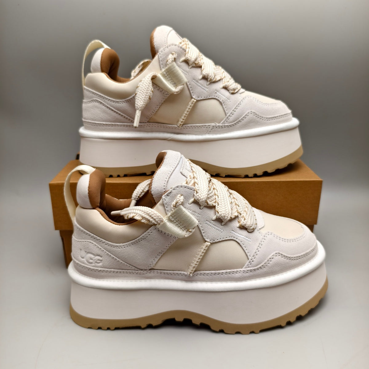 1541 Chunky Dad Sneakers Lace-Up Casual — White (In Stock)