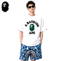 BAPE Green Color Camo College Men's T-Shirt - White