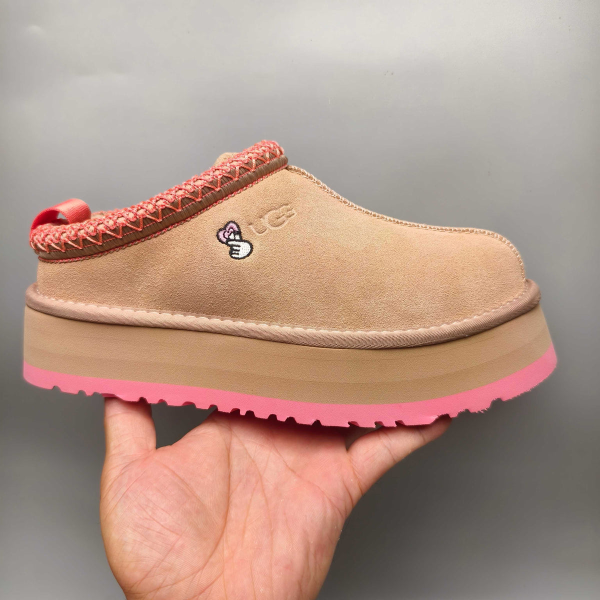 2553-2130 Ethnic Style Chunky Sole Casual Shoes — Pink (In Stock)