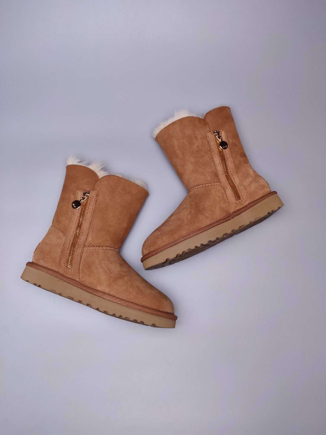 2480 Side Zipper Mid-Calf Boots — Chestnut (In Stock)