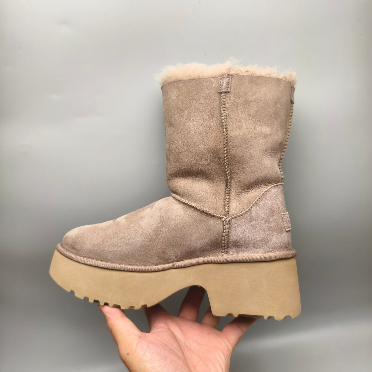 1533 Wedge Thick-Sole Mid-Calf Fashion Boots — Walnut (In Stock)