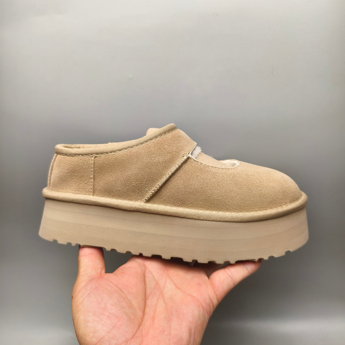 7612 Mary Jane Thick-Sole Fashion Shoes — Sand (In Stock)