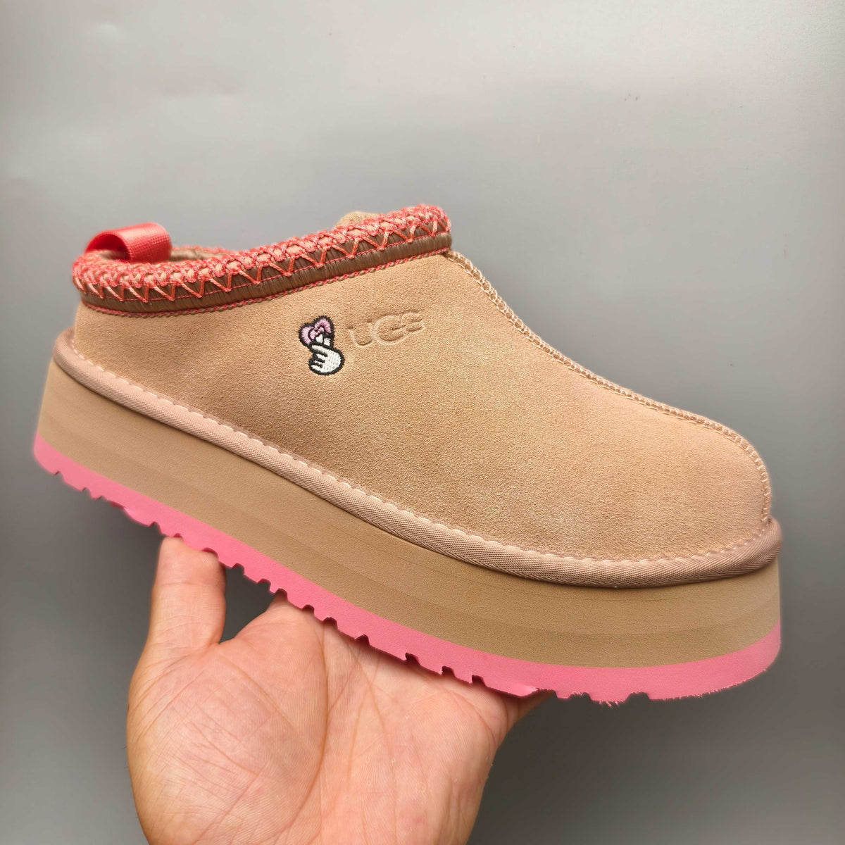 2553-2130 Ethnic Style Chunky Sole Casual Shoes — Pink (In Stock)