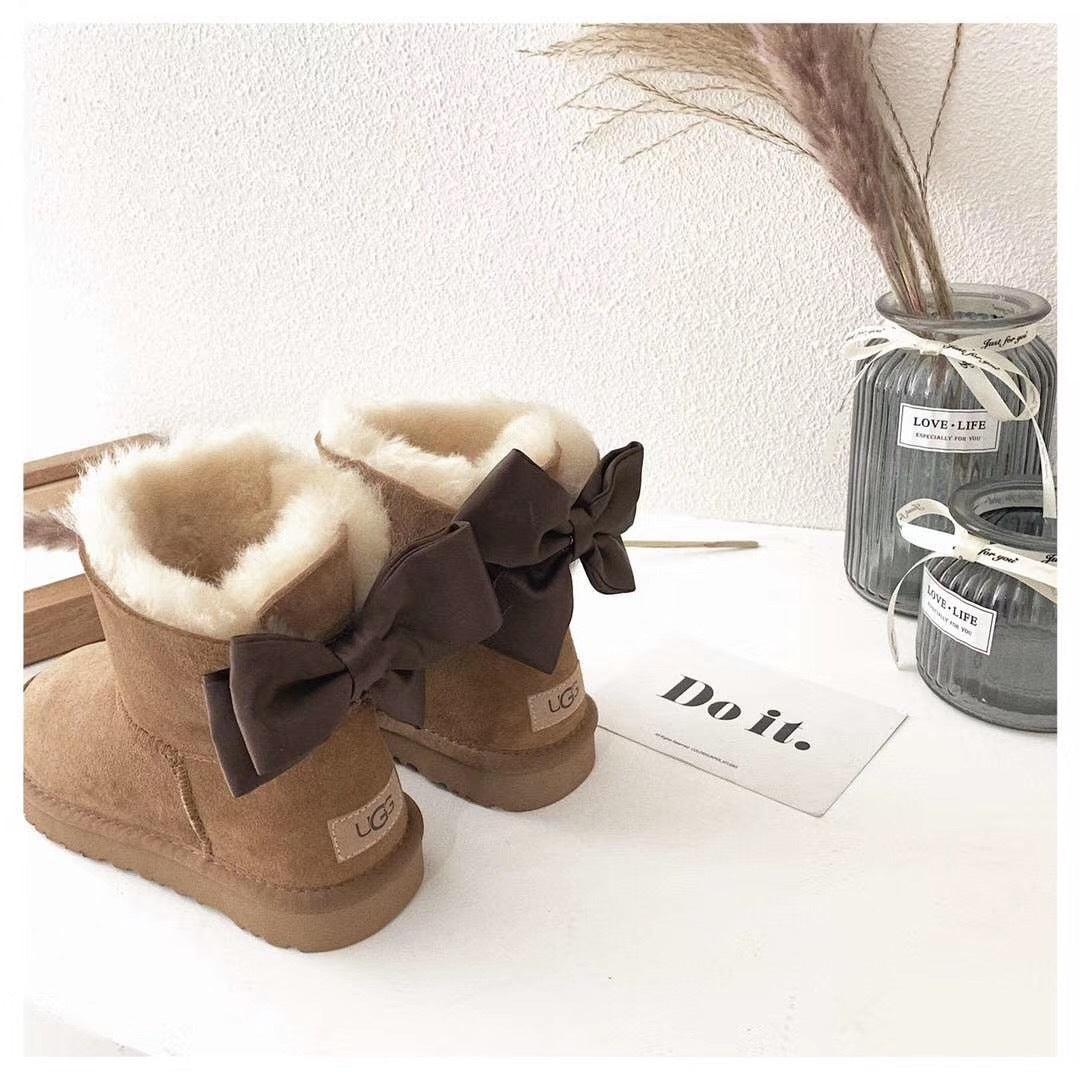 3130 Elegant Bow Ankle Boots — Chestnut