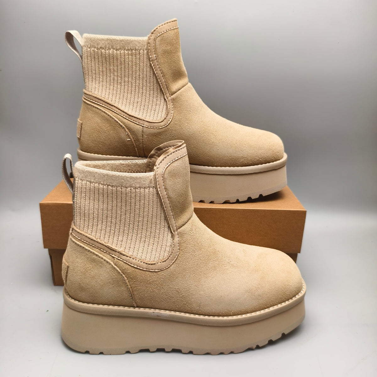 3258 5cm Chunky Sole Casual Fashion Shoes — Sand (In Stock)