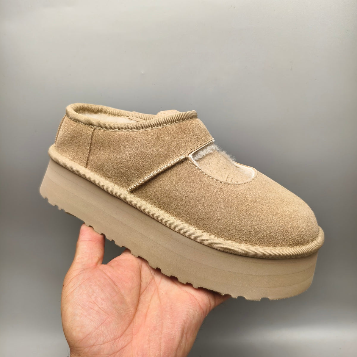 7612 Mary Jane Thick-Sole Fashion Shoes — Sand (In Stock)