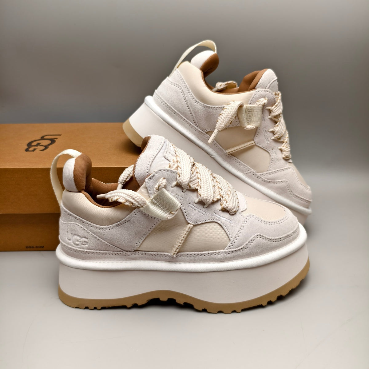 1541 Chunky Dad Sneakers Lace-Up Casual — White (In Stock)