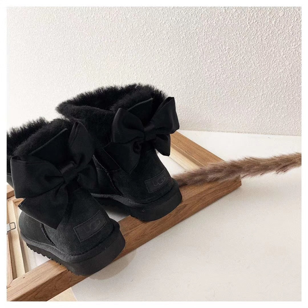 3130 Elegant Bow Ankle Boots — Black