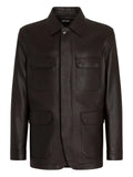 Zegna leather flap-pockets jacket