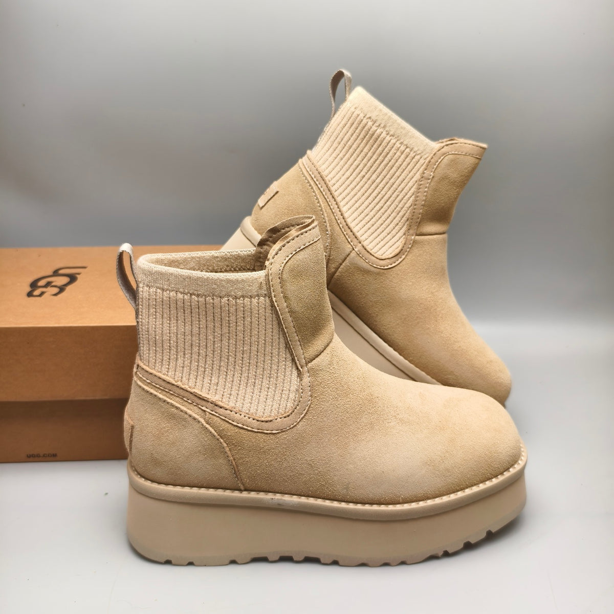 3258 5cm Chunky Sole Casual Fashion Shoes — Sand (In Stock)