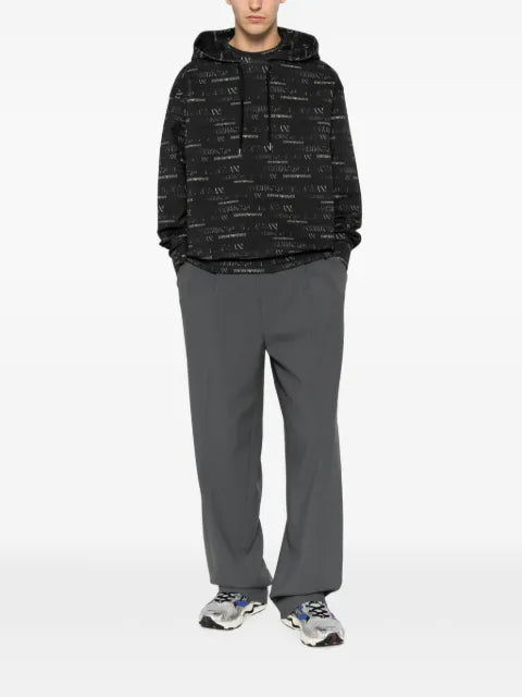 Emporio Armani logo-pattern drawstring hoodie