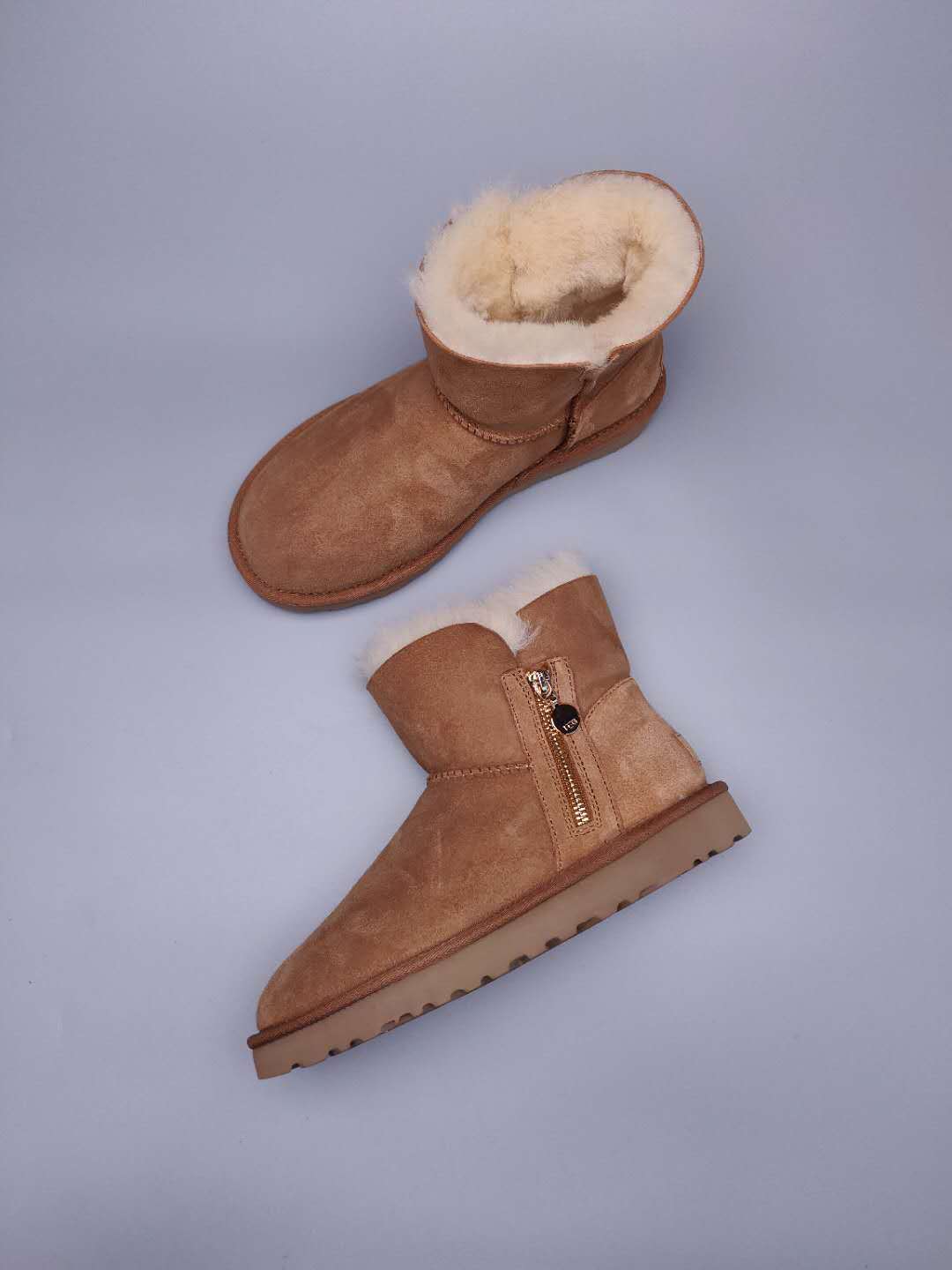 2481 Side Zipper Ankle Boots — Chestnut (In Stock)