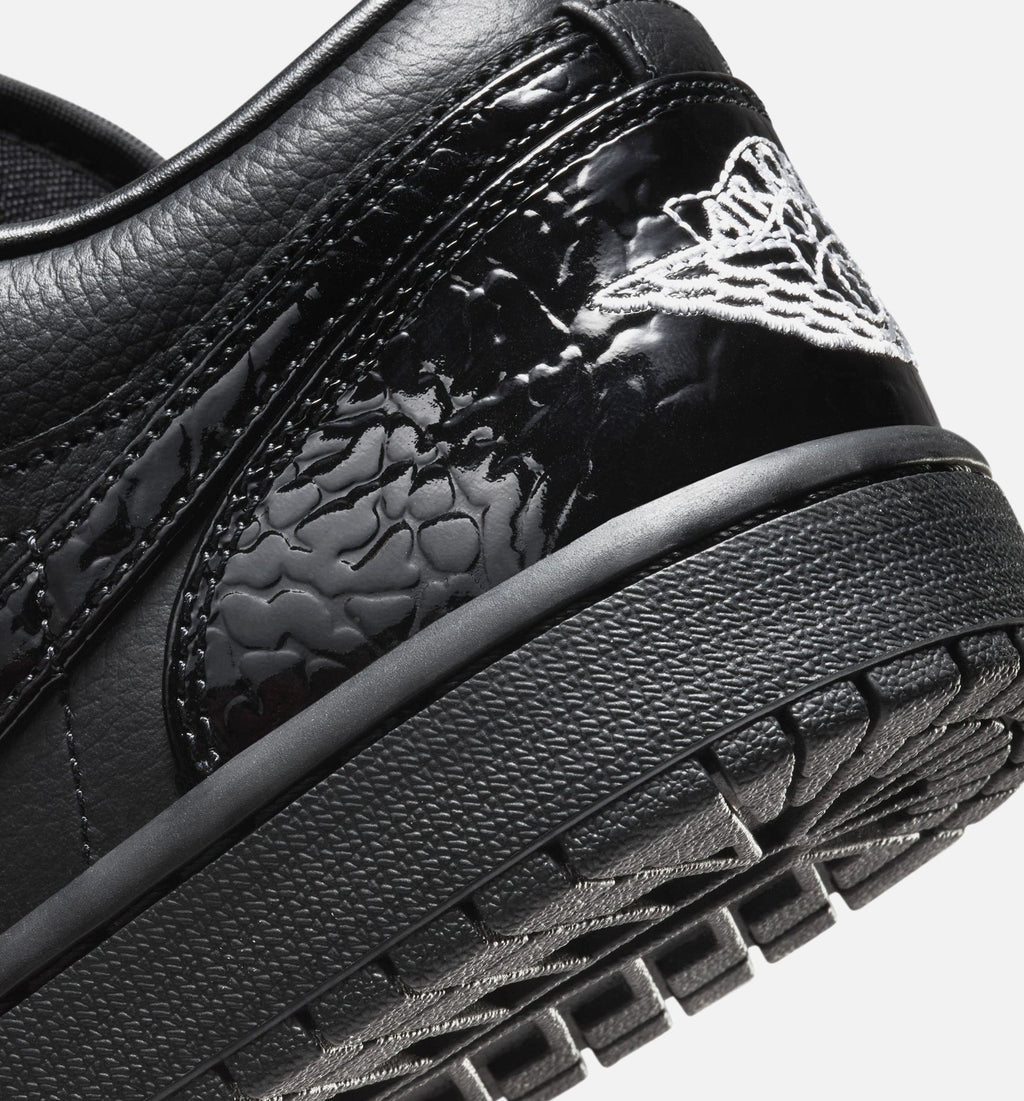Air Jordan 1 Low Patent Elephant Women's Lifestyle Shoes – Black/White/Metallic Silver