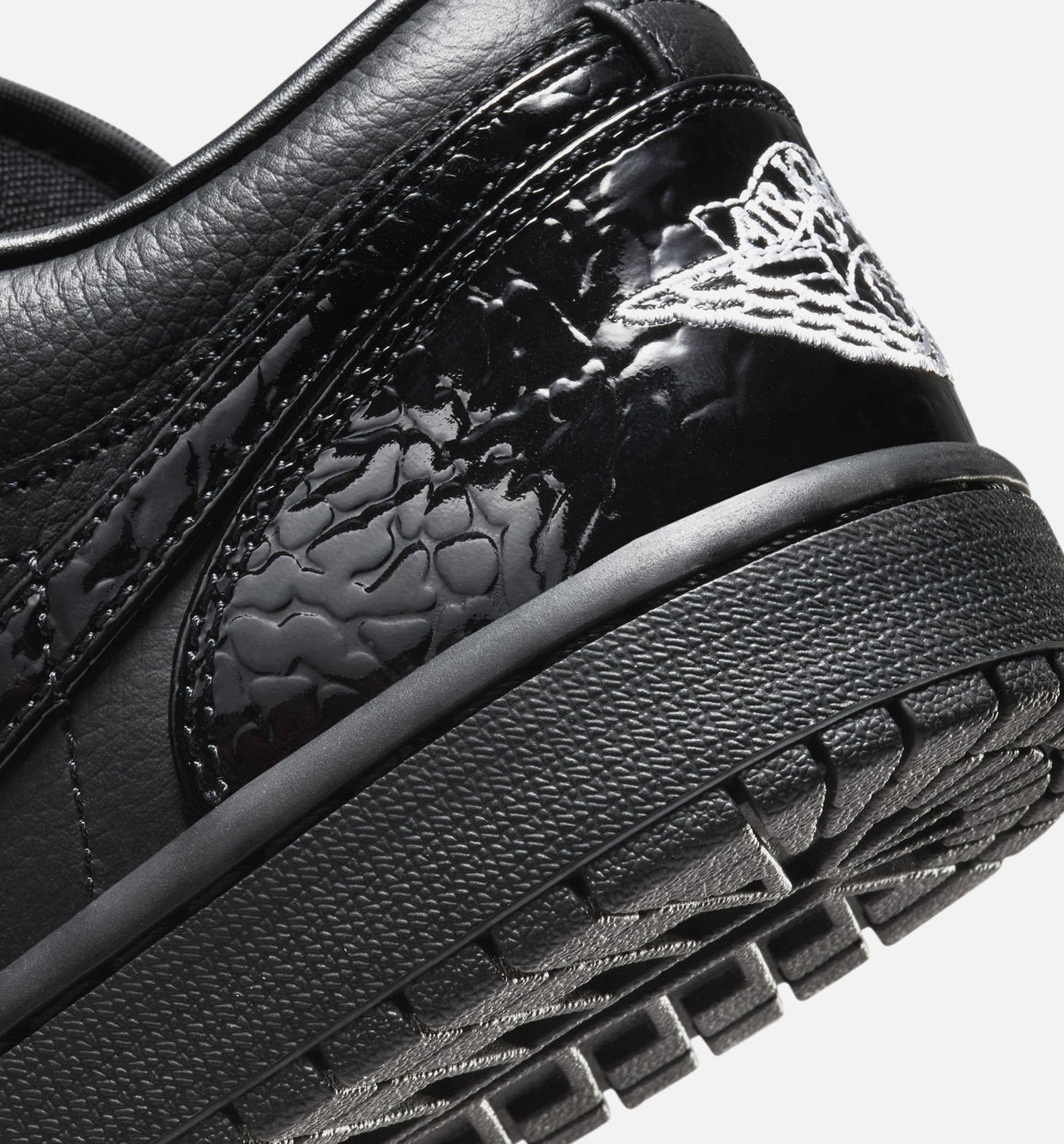 Air Jordan 1 Low Patent Elephant Women's Lifestyle Shoes – Black/White/Metallic Silver