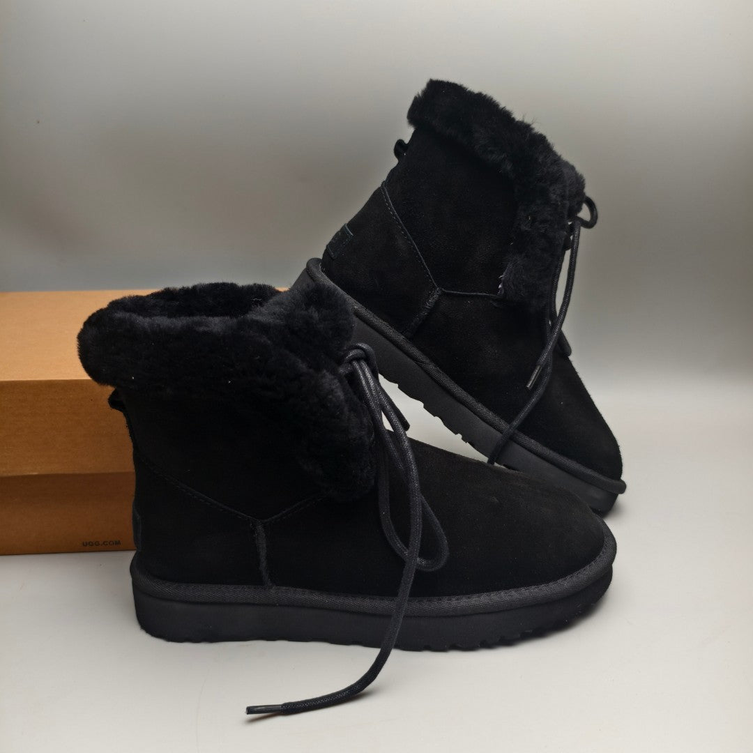 4576 Mid-Top Lace-Up Casual Shoes — Black (In Stock)