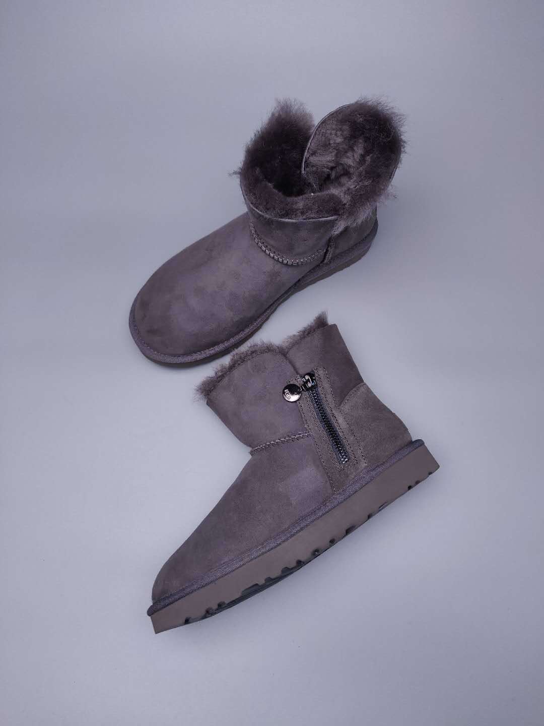 2481 Side Zipper Ankle Boots — Gray (In Stock)