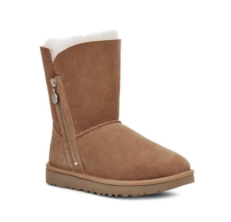2480 Side Zipper Mid-Calf Boots — Chestnut (In Stock)