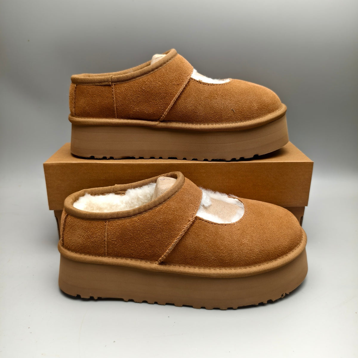 7612 Mary Jane Thick-Sole Fashion Shoes — Chestnut (In Stock)