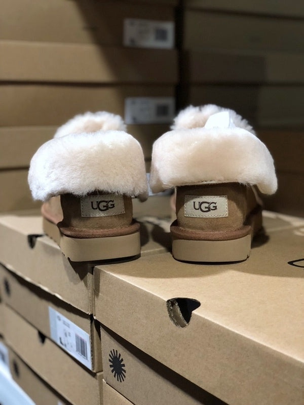 3090 Fur Trim Lace-Up Ankle Boots — Chestnut (In Stock)