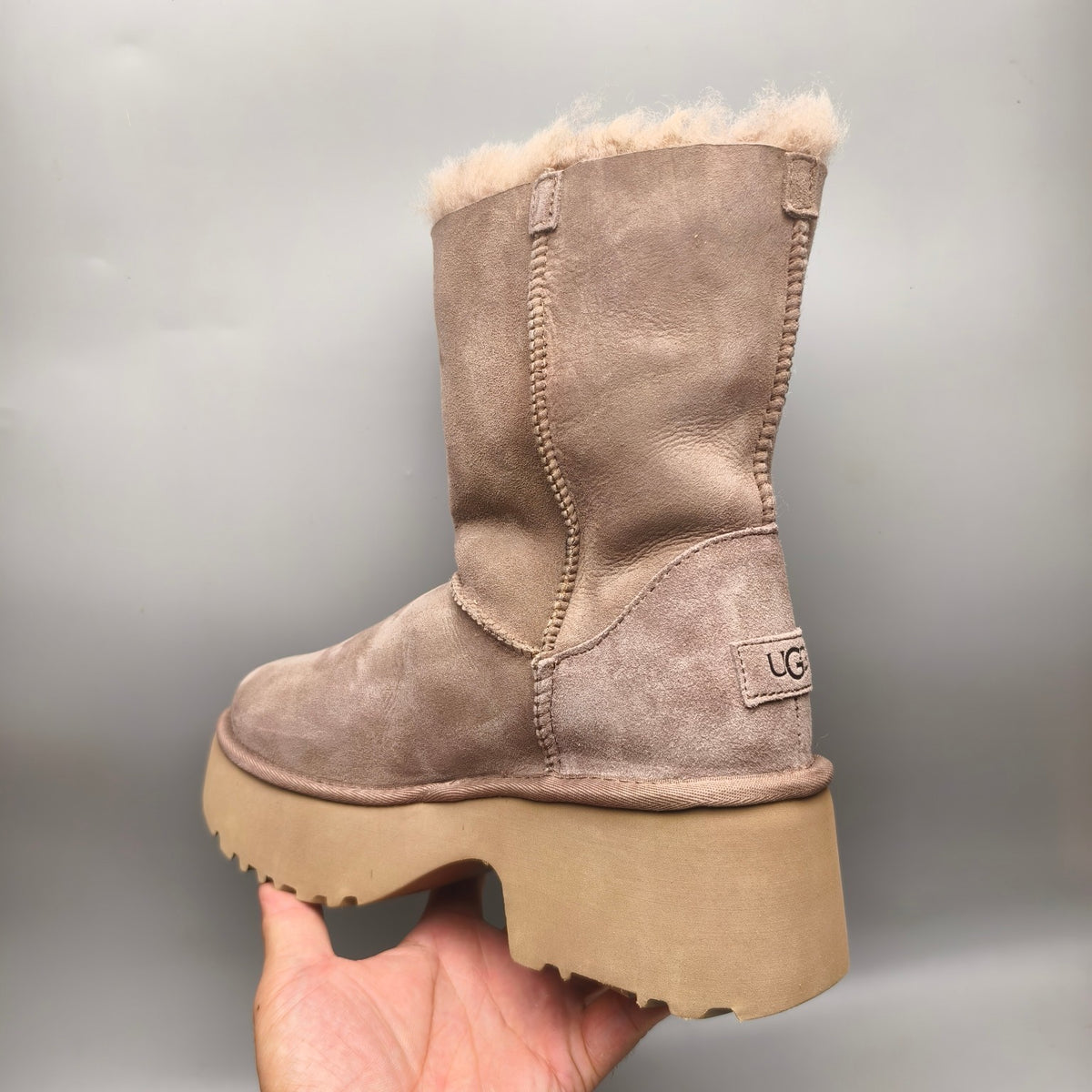 1533 Wedge Thick-Sole Mid-Calf Fashion Boots — Walnut (In Stock)