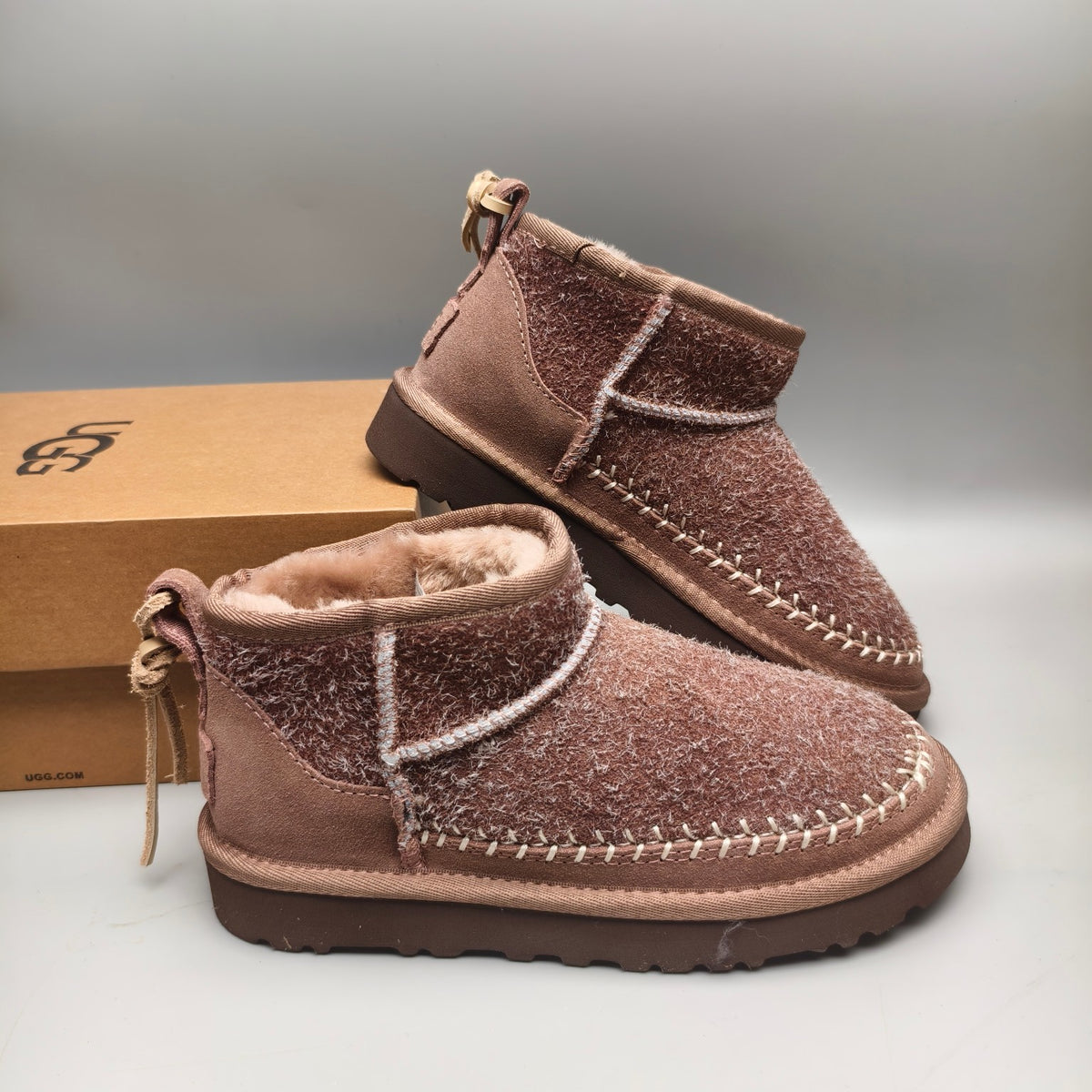 1538 Suede Back Strap Boots — Brown (In Stock)