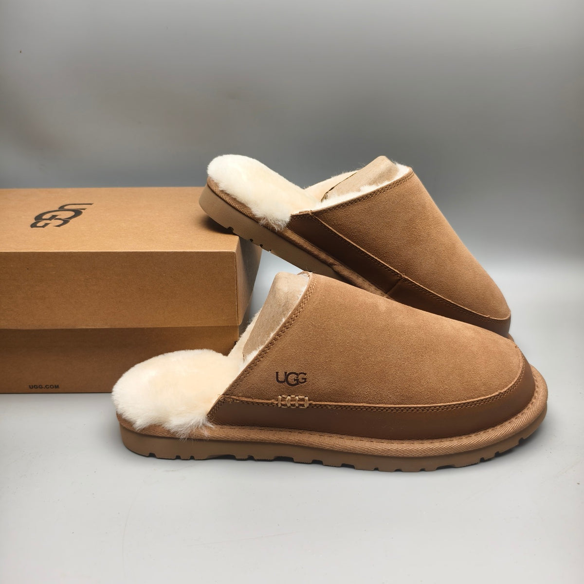 4585 Ultra-Light Casual Fur Slippers — Men's Chestnut (In Stock)