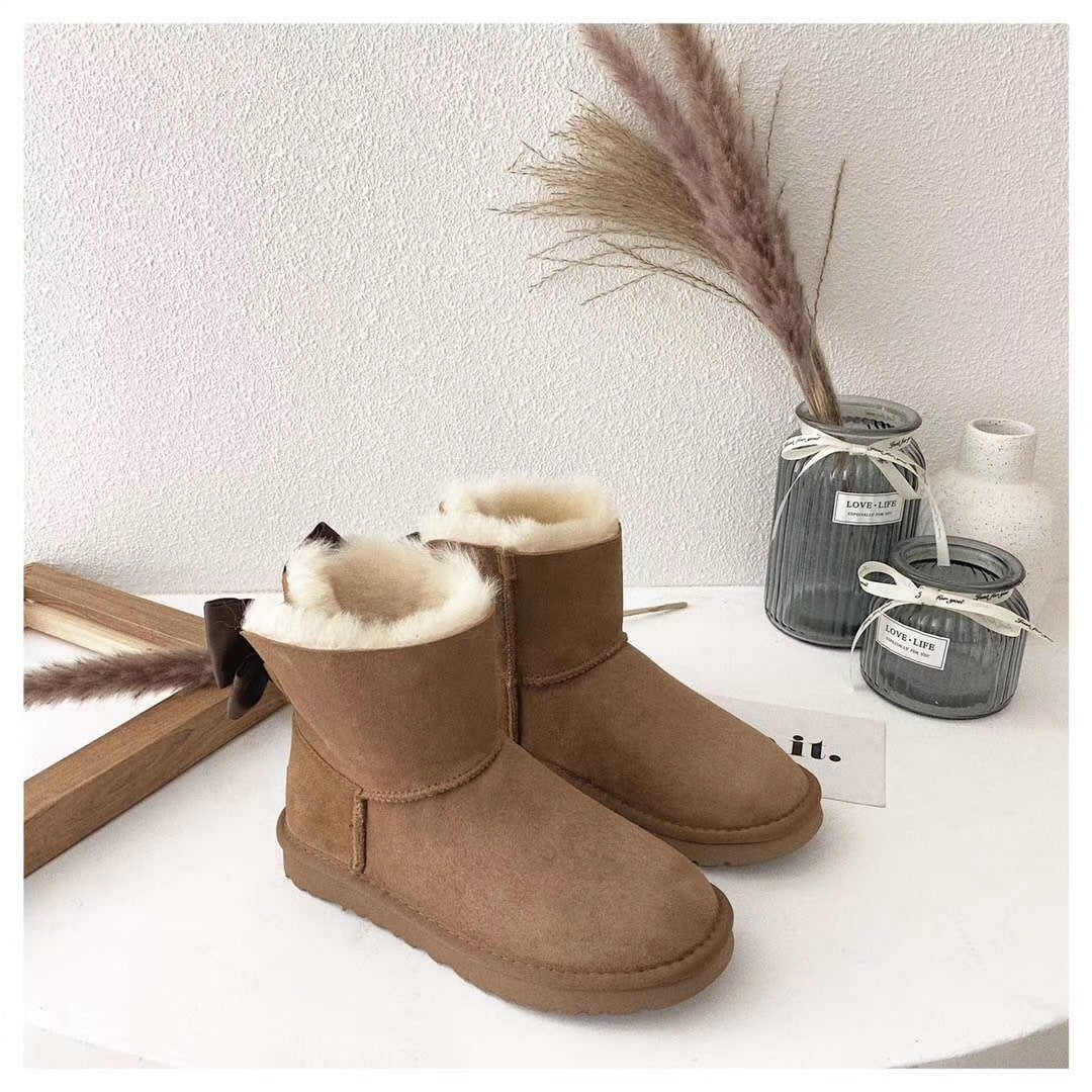 3130 Elegant Bow Ankle Boots — Chestnut