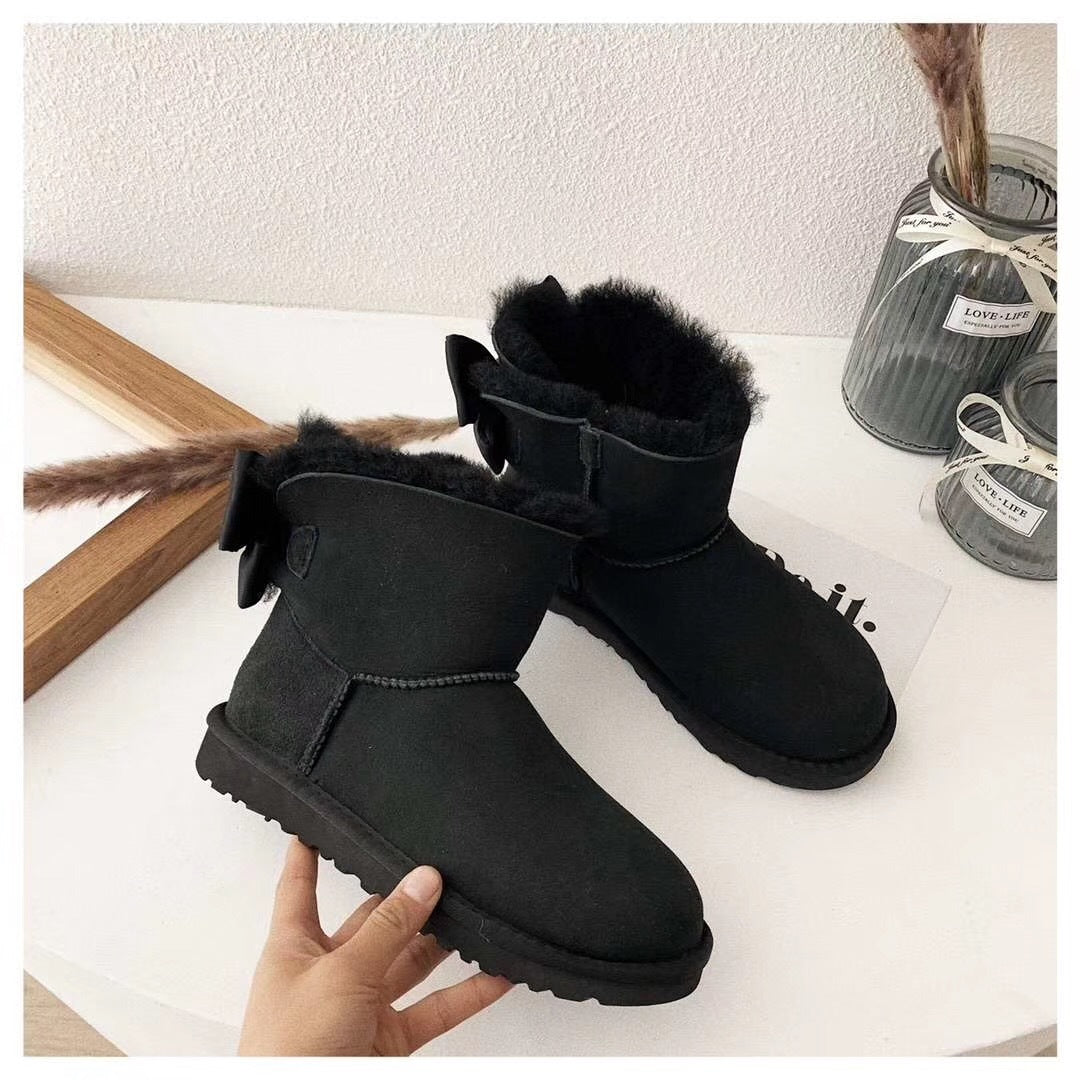 3130 Elegant Bow Ankle Boots — Black