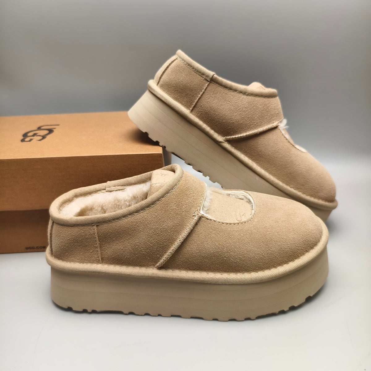 7612 Mary Jane Thick-Sole Fashion Shoes — Sand (In Stock)