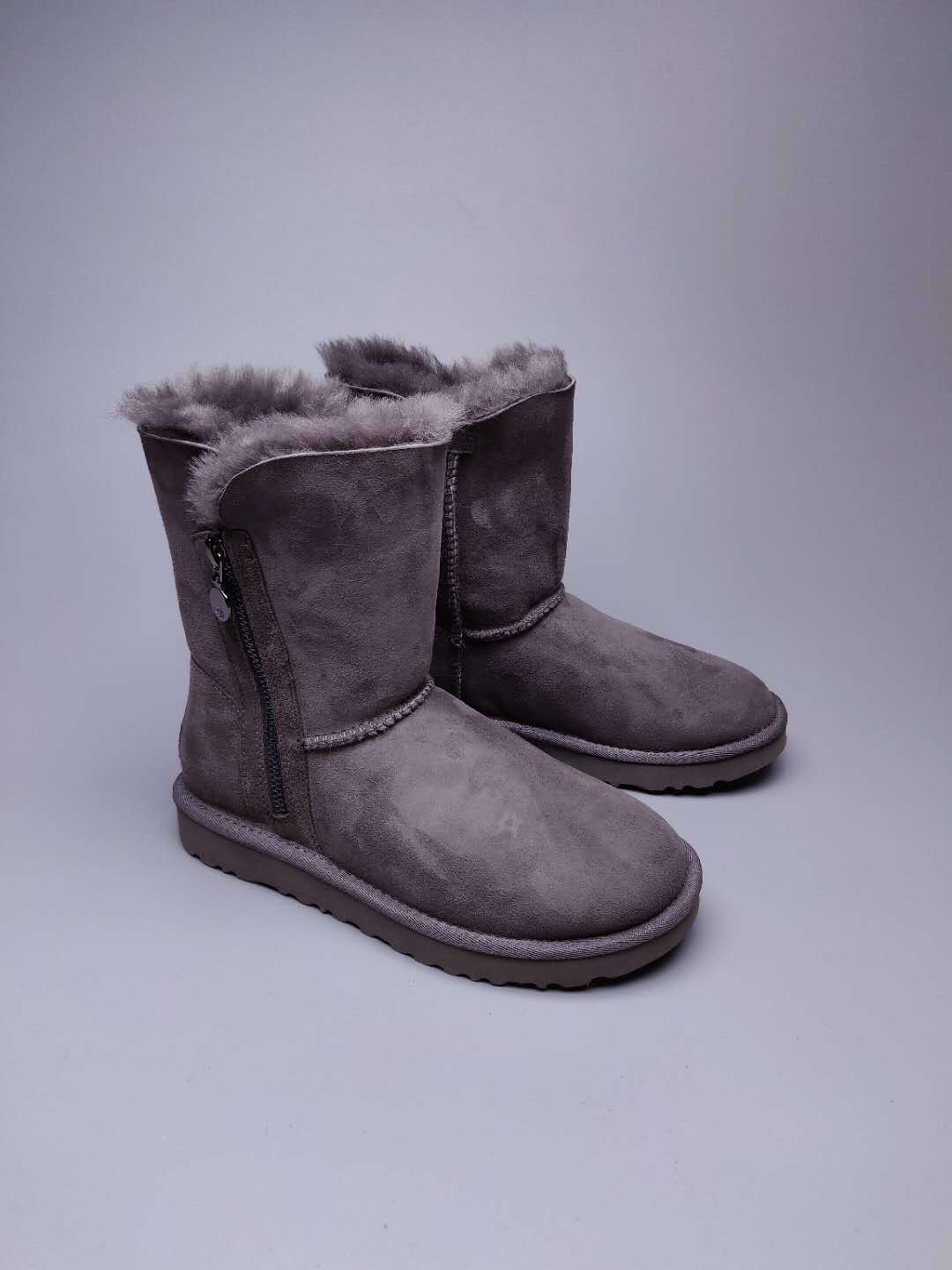 2480 Side Zipper Mid-Calf Boots — Gray (In Stock)