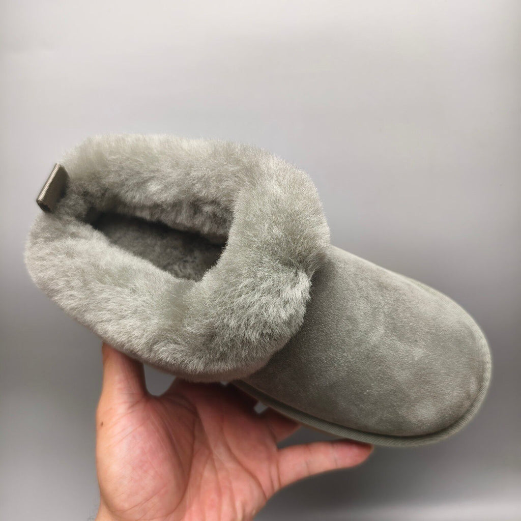 1393 Thick-Sole Fluffy Slip-On Lazy Shoes — Green (In Stock)