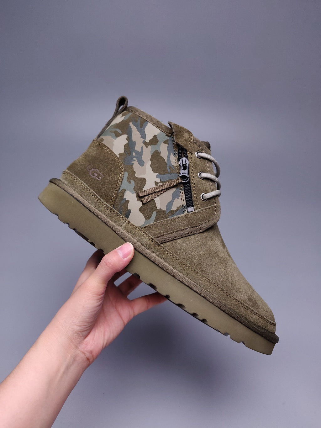 4193 Men's Colorblock Camo Shoes — Army Green (In Stock)
