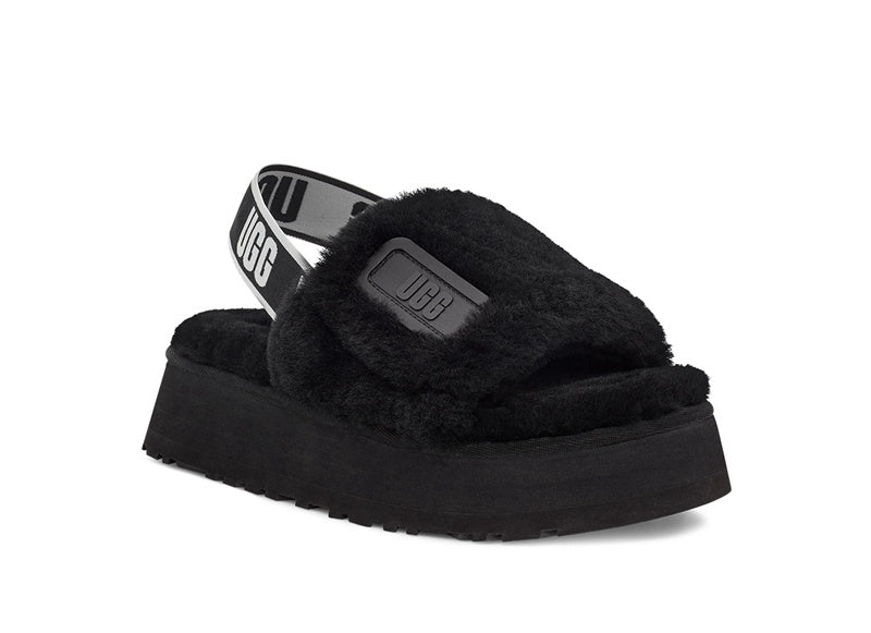 2258 Disco Fluffy Sandals — Black (In Stock)