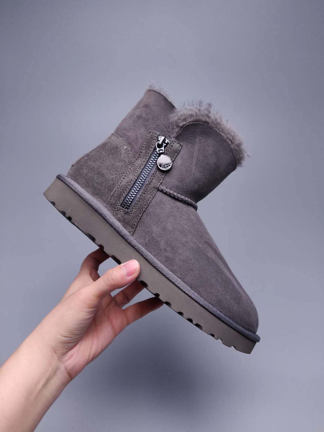2481 Side Zipper Ankle Boots — Gray (In Stock)