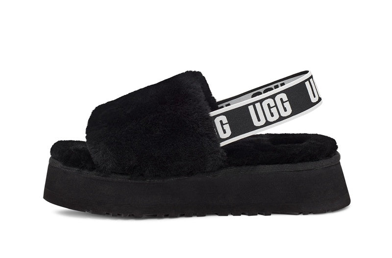 2258 Disco Fluffy Sandals — Black (In Stock)