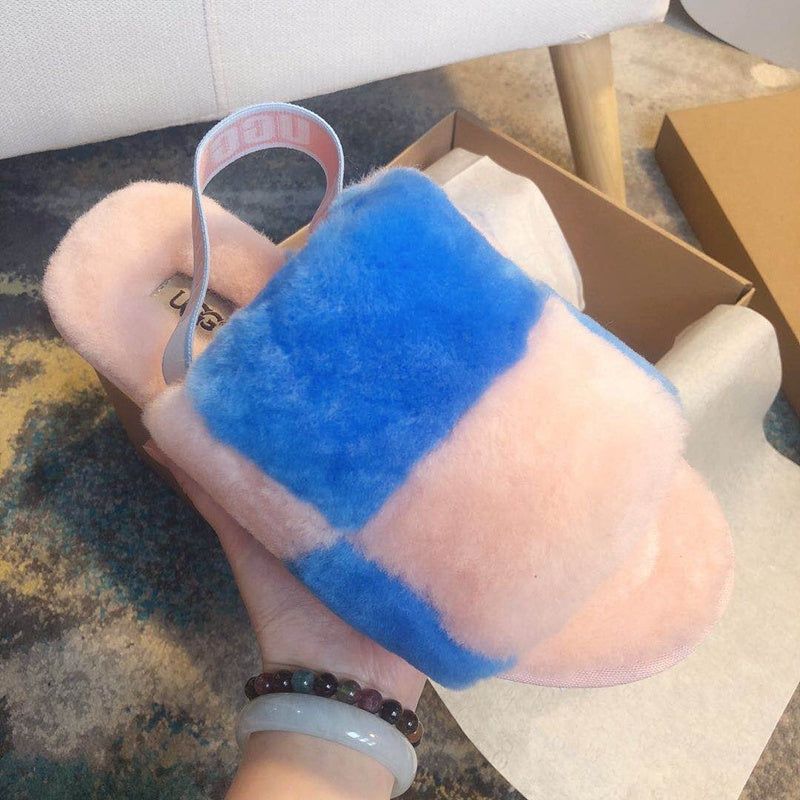 3490 Platform Fluffy Sandals — Pink Colorblock (In Stock)