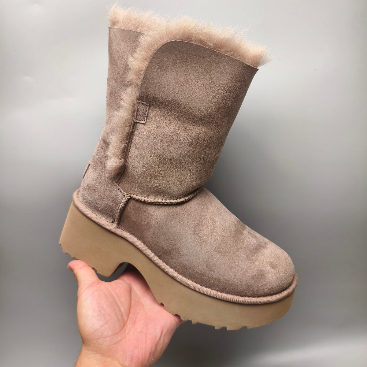 1533 Wedge Thick-Sole Mid-Calf Fashion Boots — Walnut (In Stock)