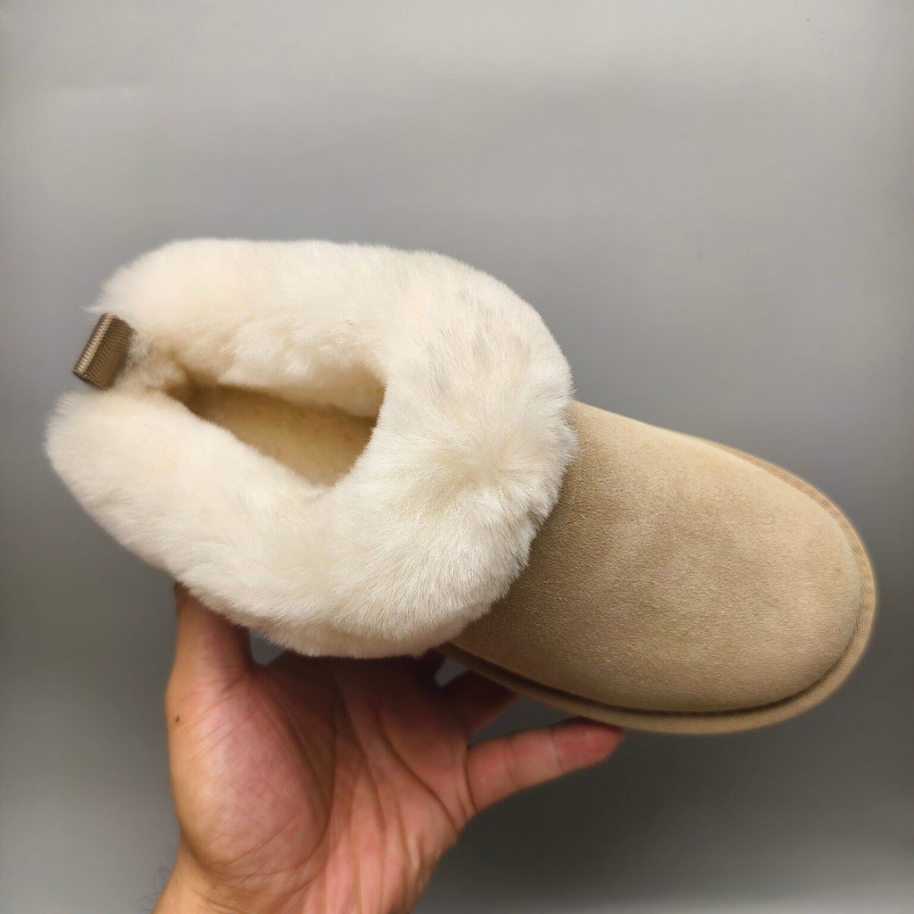 1393 Thick-Sole Fluffy Slip-On Lazy Shoes — Sand (In Stock)