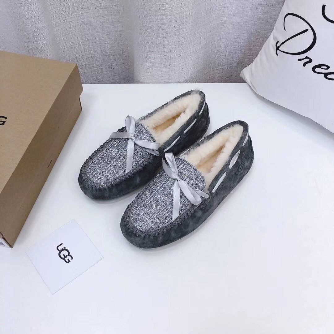 5623 Chanel-Style Studded Loafers — Gray