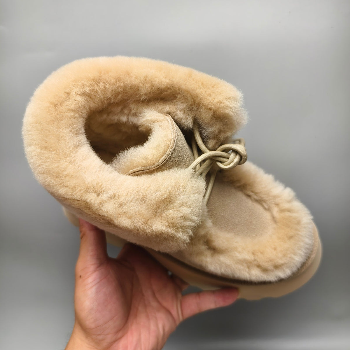 1532 Esmi Wedge Ankle Boots Fluffy Lace-Up — Mustard (In Stock)