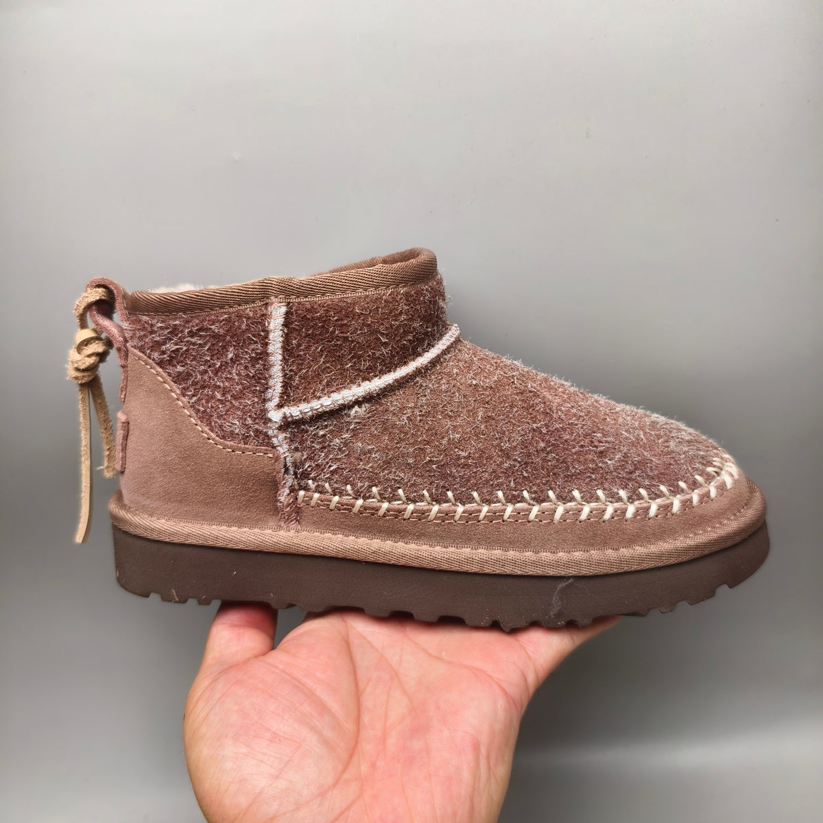 1538 Suede Back Strap Boots — Brown (In Stock)