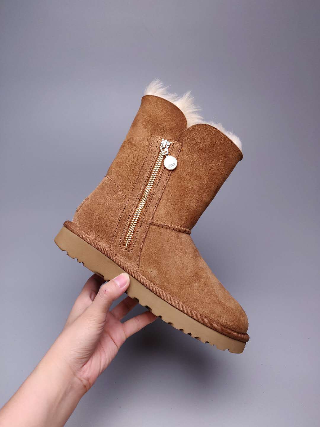 2480 Side Zipper Mid-Calf Boots — Chestnut (In Stock)