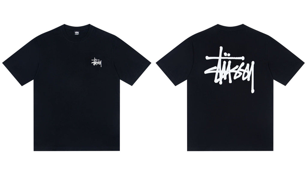 Stussy Front And Back Signature Script Short Sleeve Tee