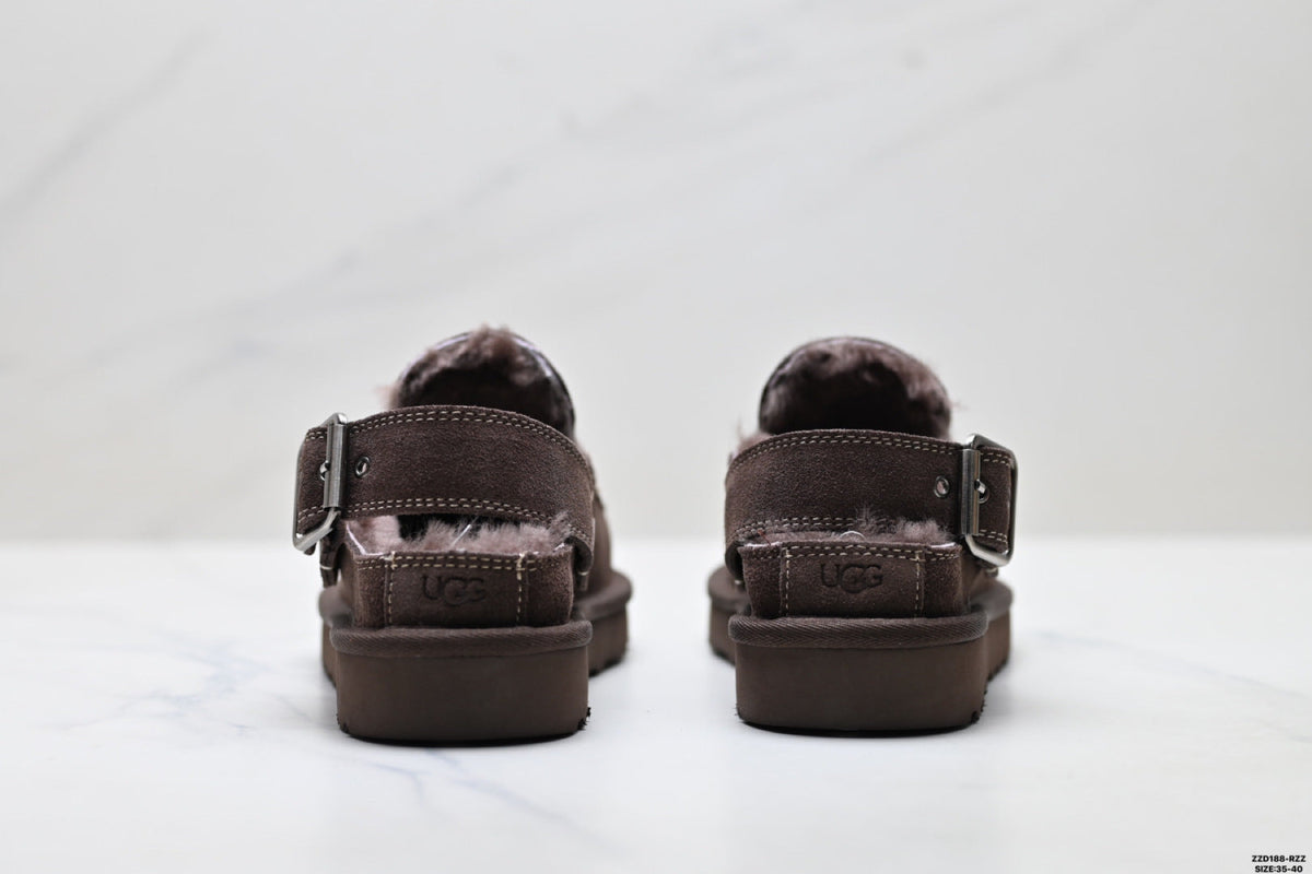 UGG Golden Family Shearling Buckle Clogs
