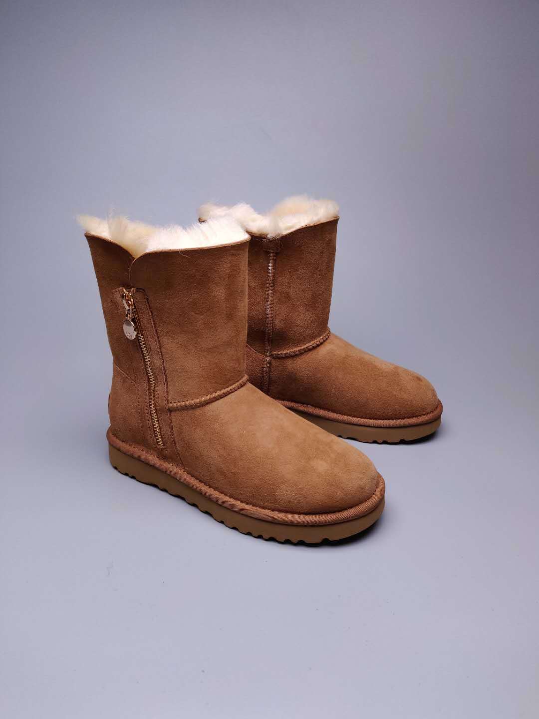 2480 Side Zipper Mid-Calf Boots — Chestnut (In Stock)