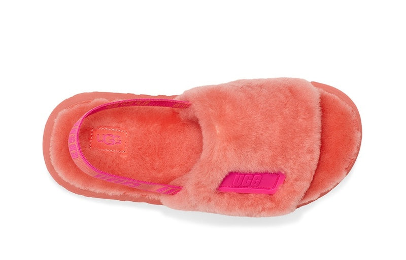 2258 Disco Fluffy Sandals — Coral Red (In Stock)