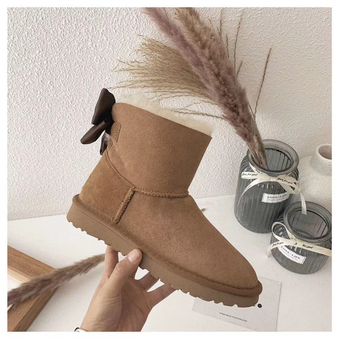 3130 Elegant Bow Ankle Boots — Chestnut
