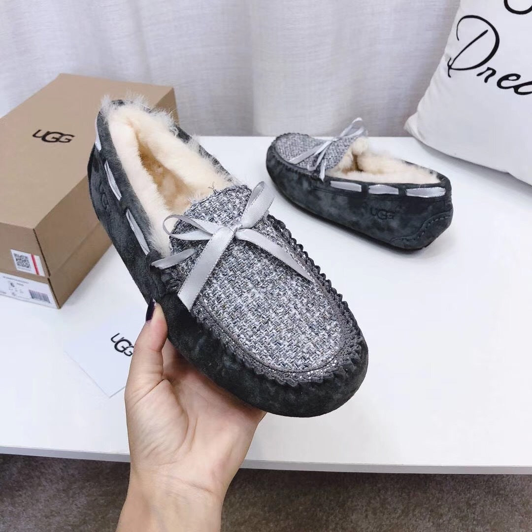 5623 Chanel-Style Studded Loafers — Gray