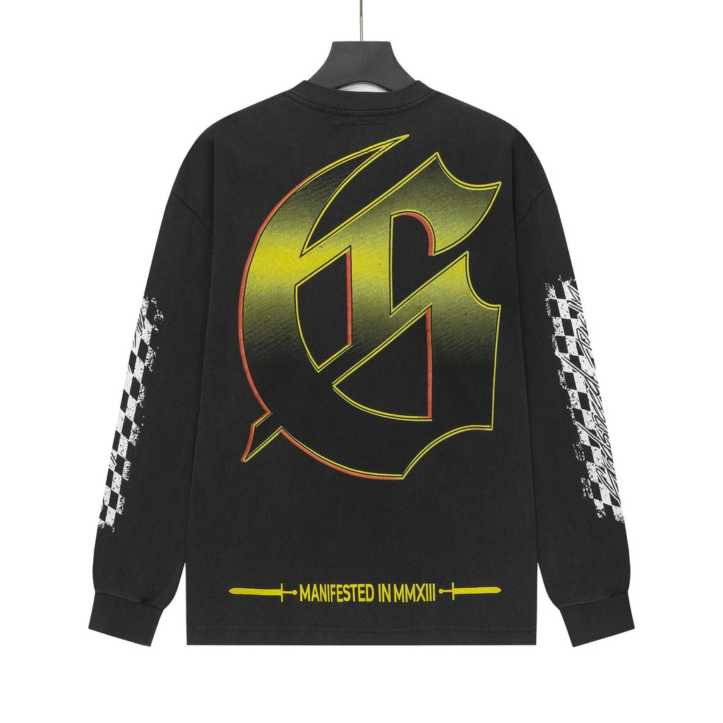 Godspeed Washed Black Racing Skull Long-Sleeve T-Shirt